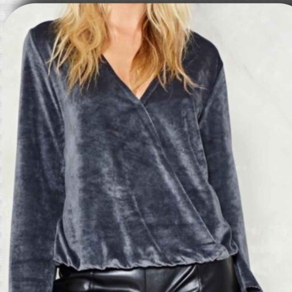 Soft Velvet Wrap Front Top